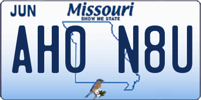 MO license plate AH0N8U