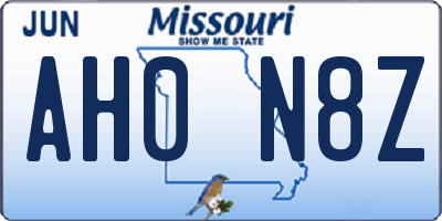 MO license plate AH0N8Z