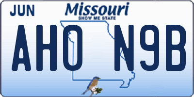 MO license plate AH0N9B