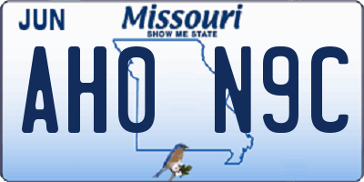 MO license plate AH0N9C