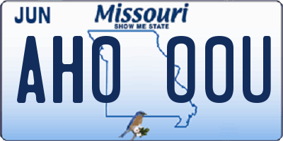 MO license plate AH0O0U