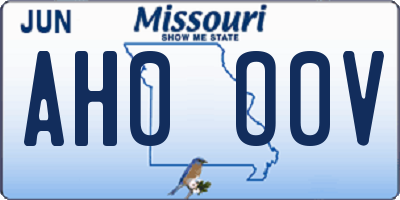 MO license plate AH0O0V