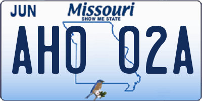 MO license plate AH0O2A