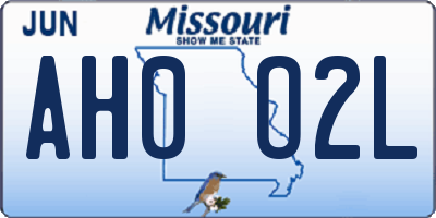 MO license plate AH0O2L