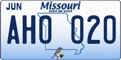 MO license plate AH0O2O