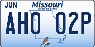 MO license plate AH0O2P