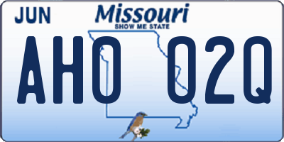 MO license plate AH0O2Q