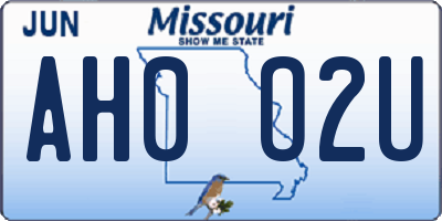 MO license plate AH0O2U