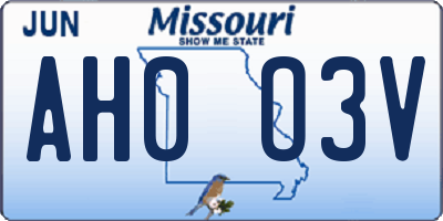 MO license plate AH0O3V