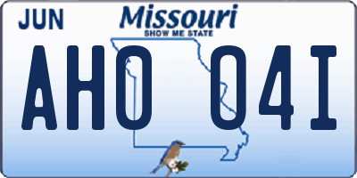 MO license plate AH0O4I