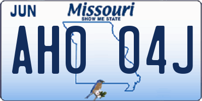 MO license plate AH0O4J