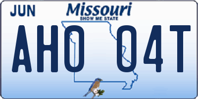 MO license plate AH0O4T