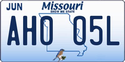 MO license plate AH0O5L