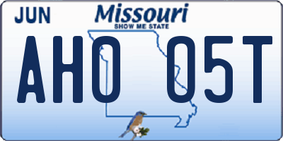 MO license plate AH0O5T