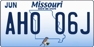 MO license plate AH0O6J