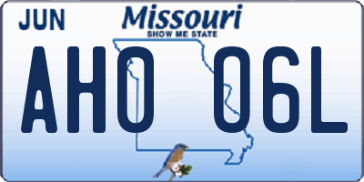 MO license plate AH0O6L