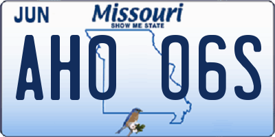 MO license plate AH0O6S