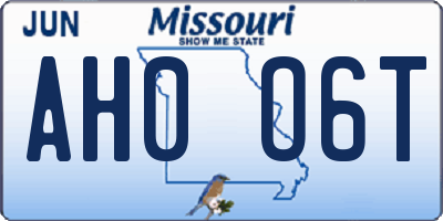 MO license plate AH0O6T