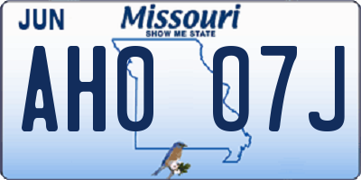 MO license plate AH0O7J