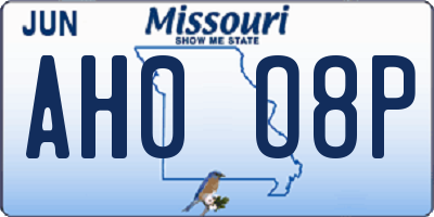 MO license plate AH0O8P