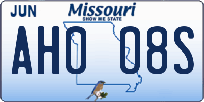 MO license plate AH0O8S