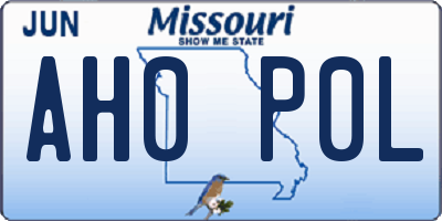 MO license plate AH0P0L