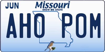MO license plate AH0P0M