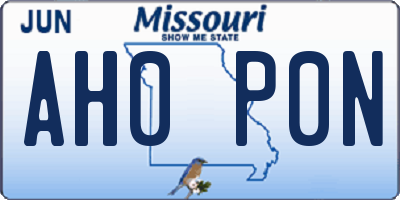 MO license plate AH0P0N