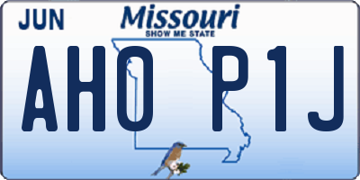 MO license plate AH0P1J