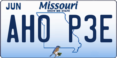 MO license plate AH0P3E