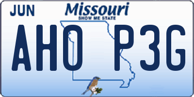 MO license plate AH0P3G