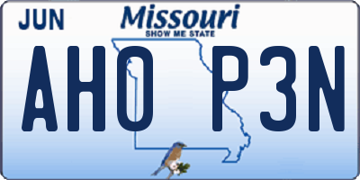 MO license plate AH0P3N
