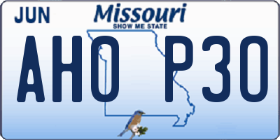 MO license plate AH0P3O