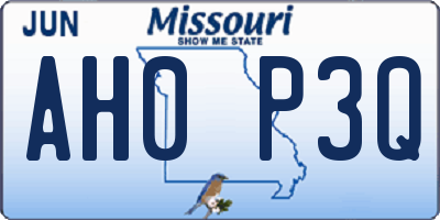 MO license plate AH0P3Q