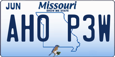 MO license plate AH0P3W