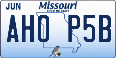 MO license plate AH0P5B