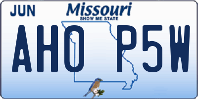 MO license plate AH0P5W