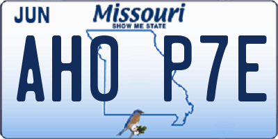 MO license plate AH0P7E