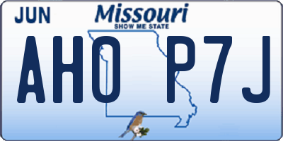 MO license plate AH0P7J