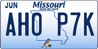 MO license plate AH0P7K