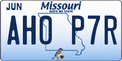 MO license plate AH0P7R