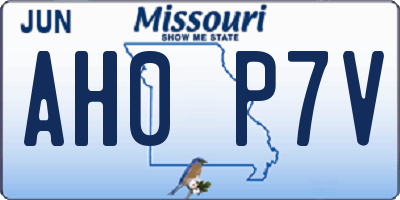 MO license plate AH0P7V