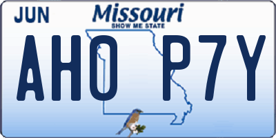 MO license plate AH0P7Y