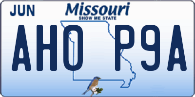 MO license plate AH0P9A