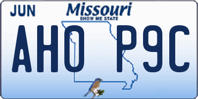 MO license plate AH0P9C
