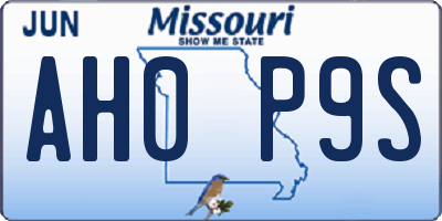 MO license plate AH0P9S