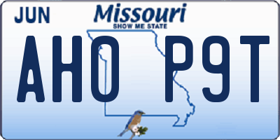 MO license plate AH0P9T