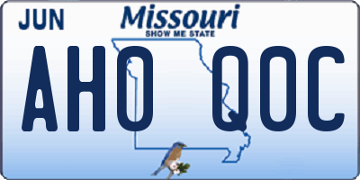 MO license plate AH0Q0C