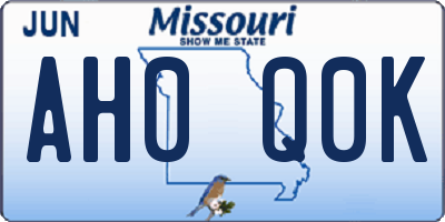 MO license plate AH0Q0K