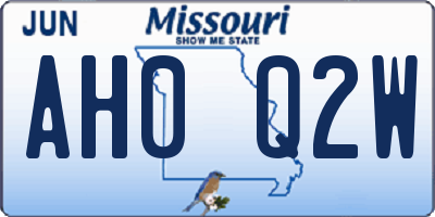 MO license plate AH0Q2W